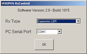 In the opening dialog, the user is required to select the appropriate receiver type based on the L-band installed in the unit